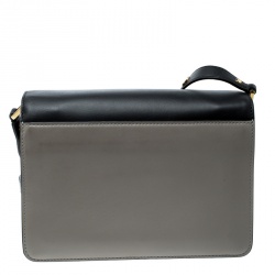 Marni Grey/Black Leather Medium Trunk Shoulder Bag