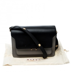 Marni Grey/Black Leather Medium Trunk Shoulder Bag
