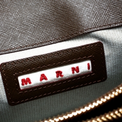 Marni Brown/Black Leather Medium Trunk Shoulder Bag