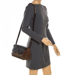 Marni Brown/Black Leather Medium Trunk Shoulder Bag