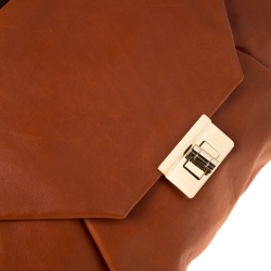 Marni Tan Leather Turnlock Envelope Top Handle Bag