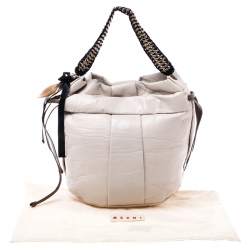 Pre Owned Marni Light Beige Leather Charms Chain Hobo