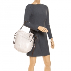 Pre Owned Marni Light Beige Leather Charms Chain Hobo