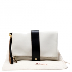 Pre Owned Marni Cream/Black Patent Leather Clutch