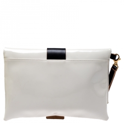 Pre Owned Marni Cream/Black Patent Leather Clutch