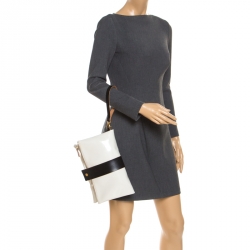 Pre Owned Marni Cream/Black Patent Leather Clutch