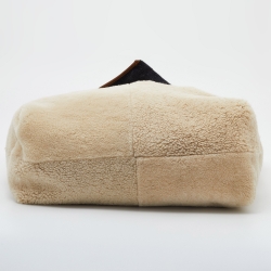 Pre Owned Marni Off White/Brown Shearling Fur and Leather Reversible Tote