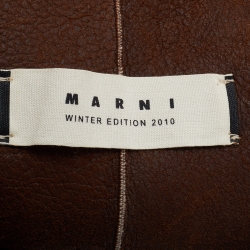 Pre Owned Marni Off White/Brown Shearling Fur and Leather Reversible Tote