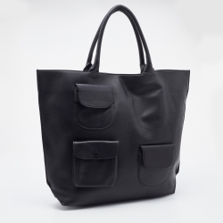 Pre Owned Marni Black Leather Front Pocket Shopper Tote