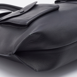 Pre Owned Marni Black Leather Front Pocket Shopper Tote