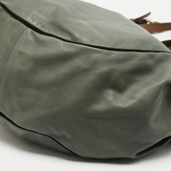 Marni Green/Black Suede and Leather Drawstring Tote