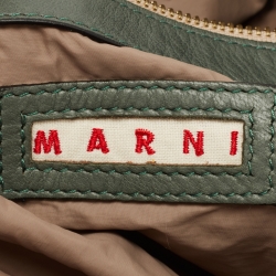 Marni Green/Black Suede and Leather Drawstring Tote