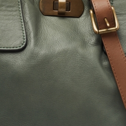 Marni Green/Black Suede and Leather Drawstring Tote