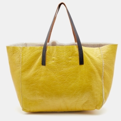 Pre Owned Marni Bright Yellow Patent Leather Shopper Tote