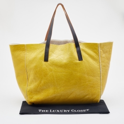 Pre Owned Marni Bright Yellow Patent Leather Shopper Tote