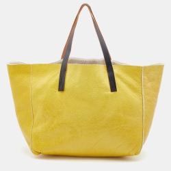 Pre Owned Marni Bright Yellow Patent Leather Shopper Tote