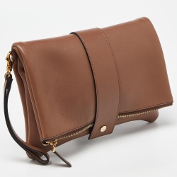 Pre Owned Marni Brown Leather Bifold Wristlet Clutch