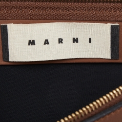 Pre Owned Marni Brown Leather Bifold Wristlet Clutch