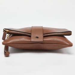 Pre Owned Marni Brown Leather Bifold Wristlet Clutch