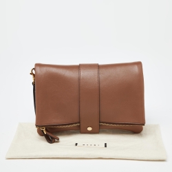 Pre Owned Marni Brown Leather Bifold Wristlet Clutch