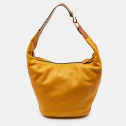 مملوكة مسبقًا Marni Yellow/Tan Leather Zip Hobo 