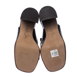 Marni Monochrome Patent Leather Fringe Slingback Sandals Size 37