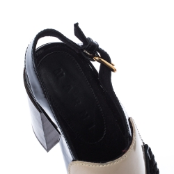 Marni Monochrome Patent Leather Fringe Slingback Sandals Size 37
