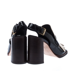 Marni Monochrome Patent Leather Fringe Slingback Sandals Size 37
