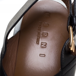 Pre Owned Marni Black Leather Crisscross Platform Sandals Size 40