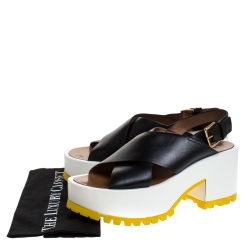 Pre Owned Marni Black Leather Crisscross Platform Sandals Size 40