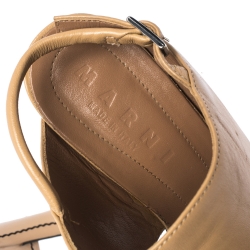 Pre Owned Marni Two Tone Leather Bow Detail Slingback Sandals Size 37