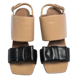 Pre Owned Marni Two Tone Leather Bow Detail Slingback Sandals Size 37