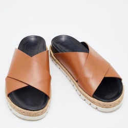 Marni Tan Leather Slide Sandals Size 40