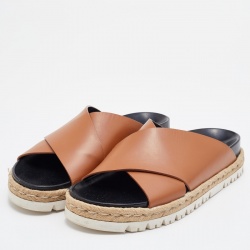 Marni Tan Leather Slide Sandals Size 40