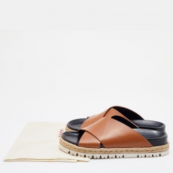 Marni Tan Leather Slide Sandals Size 40