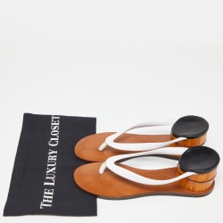 Marni White/Brown Leather and Rubber Flip Flops Size 39