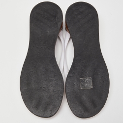 Marni White/Brown Leather and Rubber Flip Flops Size 39