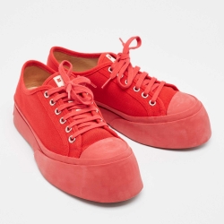 Marni Red Canvas and Rubber Pablo Sneakers Size 37