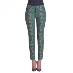 Pre Owned Mary Katrantzou Peacock Green Printed Skinny Jeans M