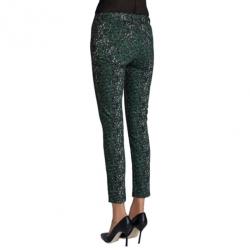 Pre Owned Mary Katrantzou Peacock Green Printed Skinny Jeans M