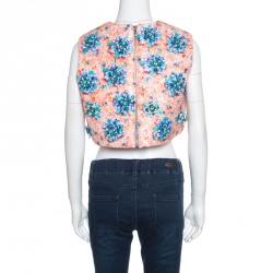 Mary Katrantzou Bejeweled Bow Print Embellished Silverfloss Crop Top M