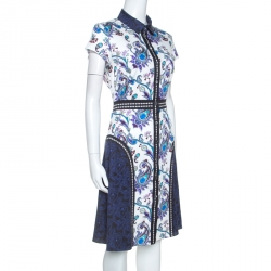 Mary Katrantzou Multicolor Printed Stretch Cotton Shirt Dress M