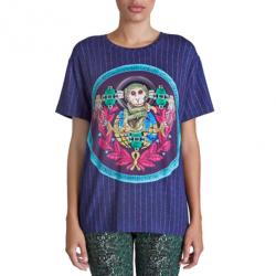 Pre Owned Mary Katrantzou Navy Printed T-Shirt L