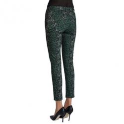 Pre Owned Mary Katrantzou Peacock Green Printed Skinny Jeans M