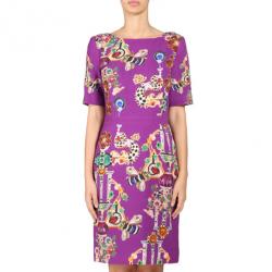 Pre Owned Mary Katrantzou Harlie Purple Printed Wool Dress M