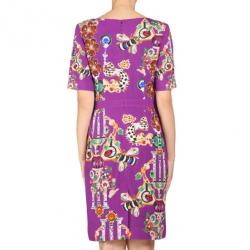 Pre Owned Mary Katrantzou Harlie Purple Printed Wool Dress M