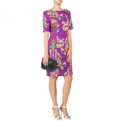 Pre Owned Mary Katrantzou Harlie Purple Printed Wool Dress M