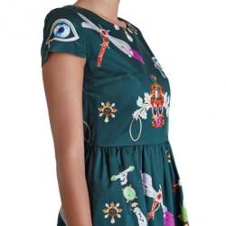 Mary Katrantzou Julie Green Printed Dress M