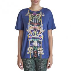 Mary Katrantzou Navy and Orange Printed T-Shirt M