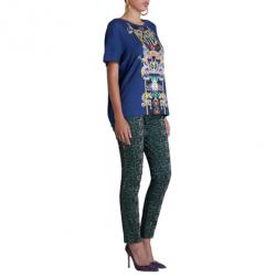 Mary Katrantzou Navy and Orange Printed T-Shirt M